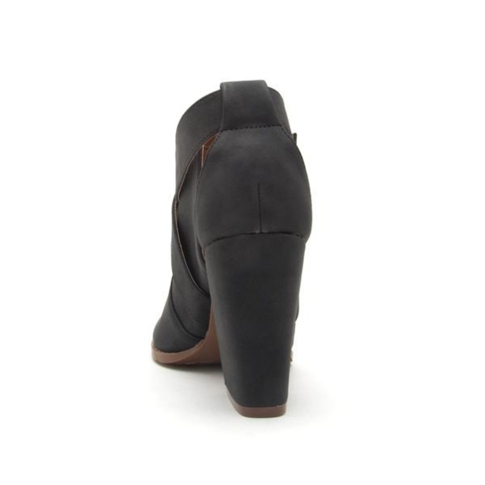 Black Nubuck Open Toe High Heel Bootie - Picture 4 of 4